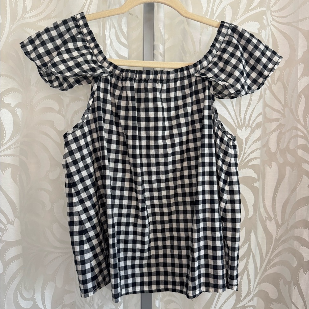 J. Crew Black and White Checkered Tank Top A Line Blouse